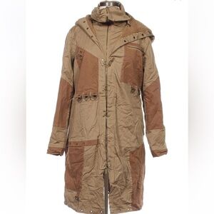 Dolls Kill Tan Utility Hooded Jacket – Multi-Pocket, Patchwork, Streetwear